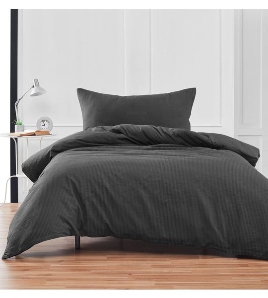 Seersucker Uni Anthrazit 200x210 + 2x 65x65cm